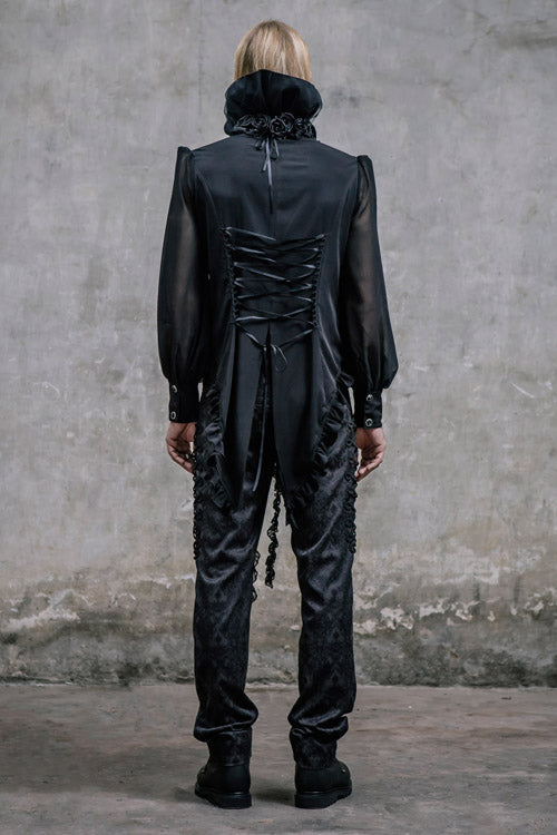 Jacquard Trousers with Side Disc Accents and Back Lacing