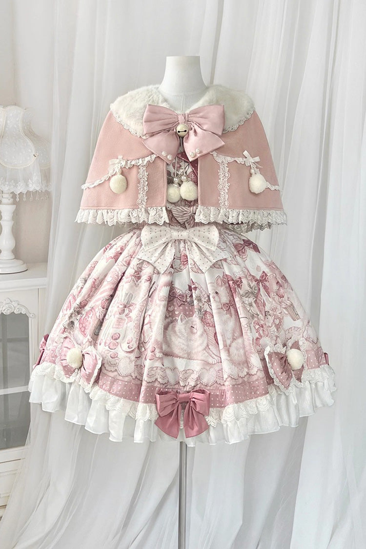 Cat Dessert House Print Ruffle Bow Lolita JSK Set