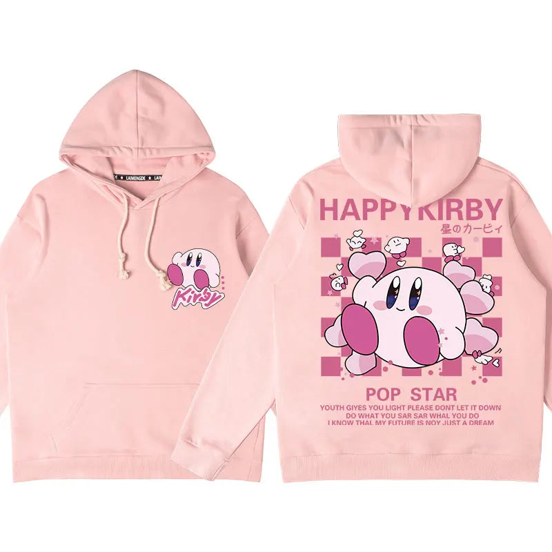 Sweat à capuche ample rose de dessin animé Kirby KI670