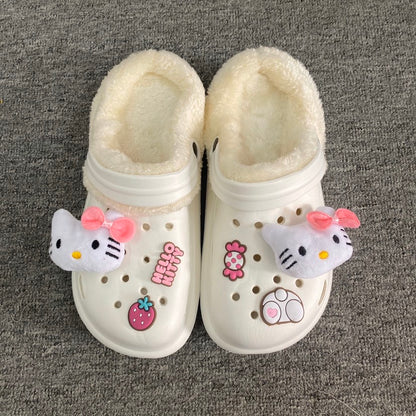 Schöne Kawaii warme Plüschschuhe mit Löchern - Kimi