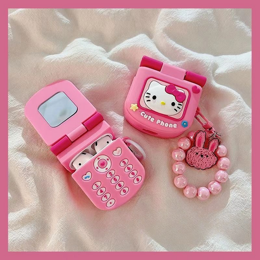 Cartoon Flip Mirror Kitty Airpod Case SK556