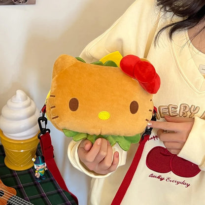 Sac à bandoulière en peluche amusant Kitty Hamburger KI529