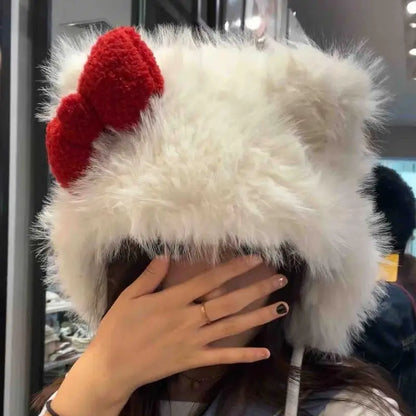 Anime Kittys Bow Plush Hat KI406