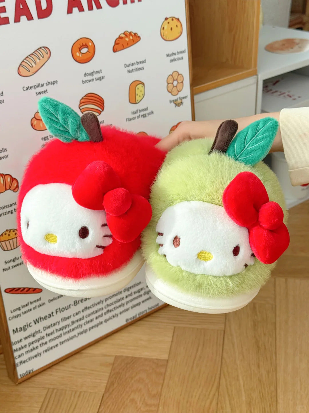 Kitty Fluffy Indoor Apple Hello Slippers Home Shoes