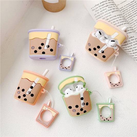 Silicone Bubble Tea AirPods Earphone Case Skin