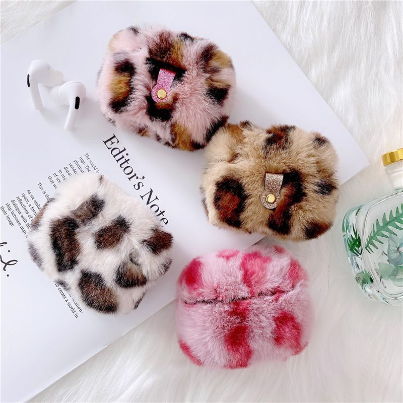 Plush Leopard Print AirPods Earphone Case Skin