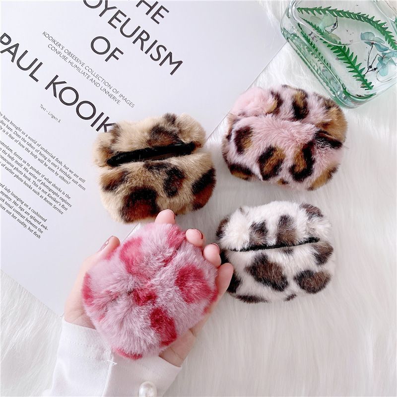 Plush Leopard Print AirPods Earphone Case Skin
