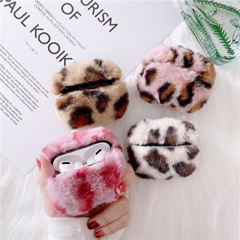 Plush Leopard Print AirPods Earphone Case Skin