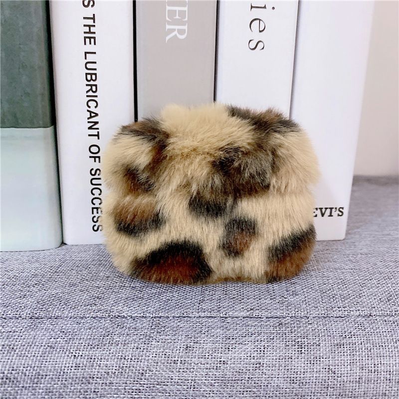 Plush Leopard Print AirPods Earphone Case Skin