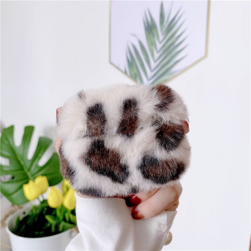 Plush Leopard Print AirPods Earphone Case Skin