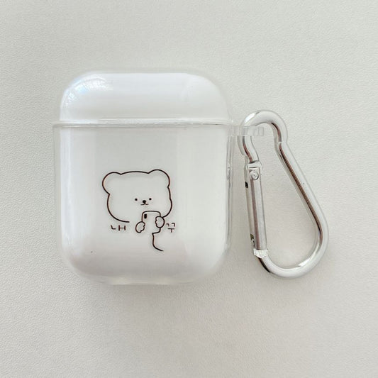 Bear Print Transparent AirPods Earphone Case Skin