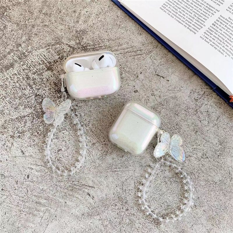 Butterfly Charm Faux Crystal Strap AirPods Case Skin