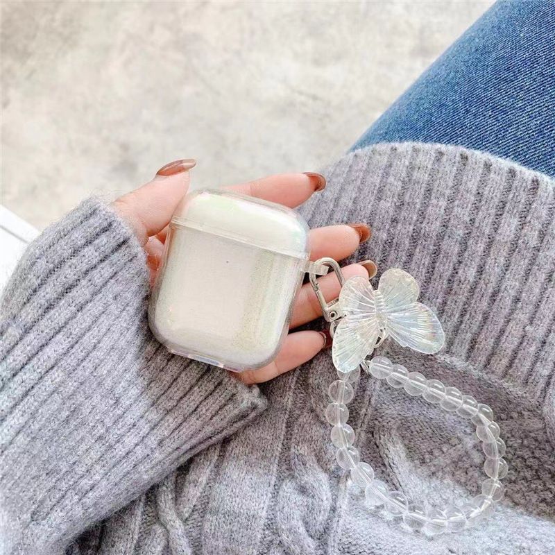 Butterfly Charm Faux Crystal Strap AirPods Case Skin