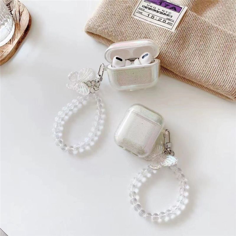 Butterfly Charm Faux Crystal Strap AirPods Case Skin