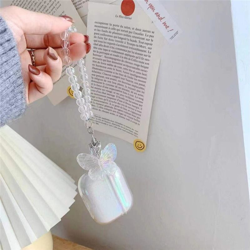 Butterfly Charm Faux Crystal Strap AirPods Case Skin