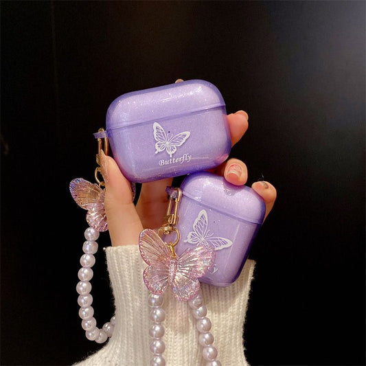 Butterfly Charm Faux Crystal Strap AirPods / Pro Earphone Case Skin