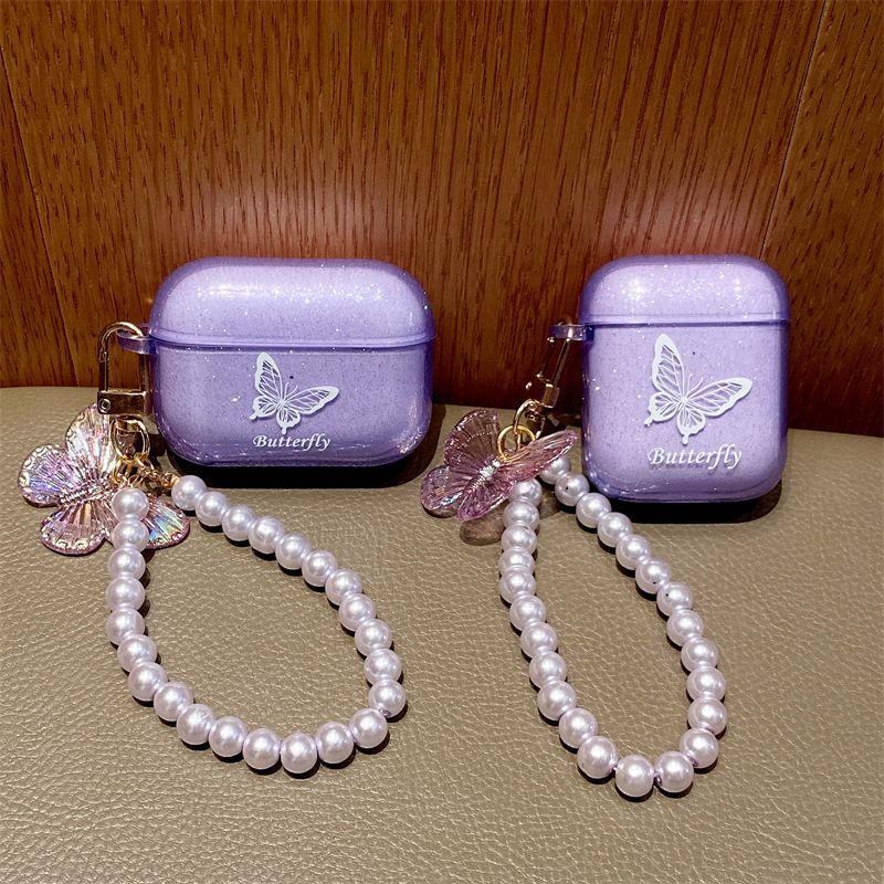 Butterfly Charm Faux Crystal Strap AirPods / Pro Earphone Case Skin