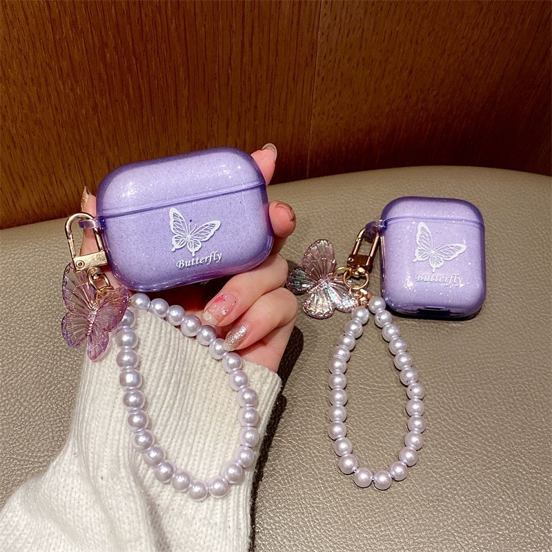 Butterfly Charm Faux Crystal Strap AirPods / Pro Earphone Case Skin