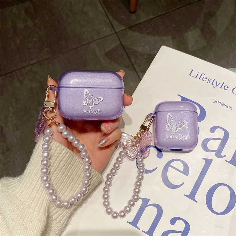 Butterfly Charm Faux Crystal Strap AirPods / Pro Earphone Case Skin