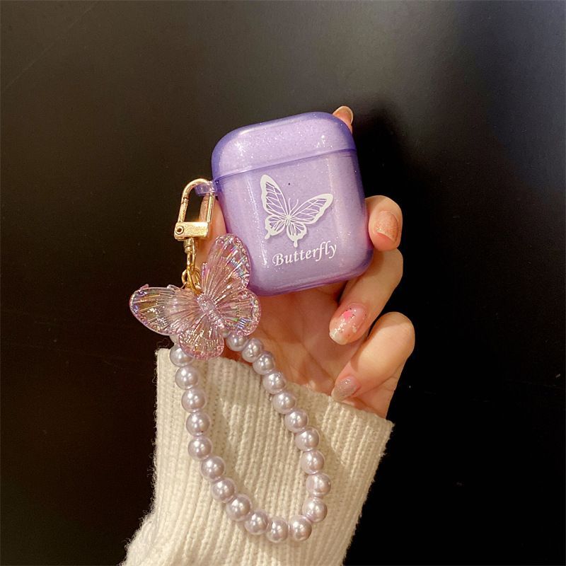 Butterfly Charm Faux Crystal Strap AirPods / Pro Earphone Case Skin