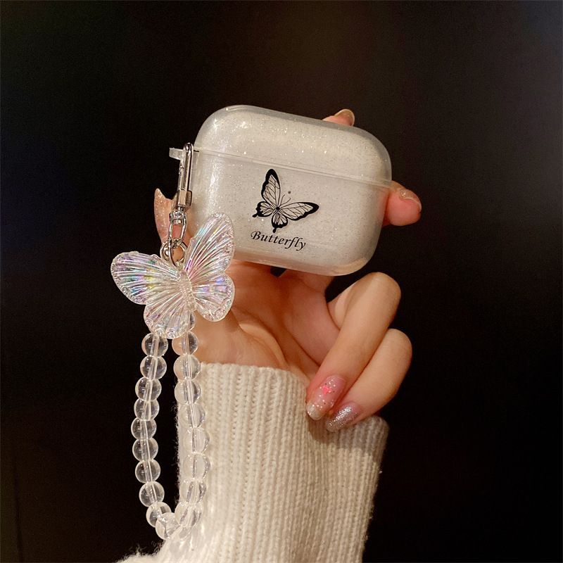 Butterfly Charm Faux Crystal Strap AirPods / Pro Earphone Case Skin