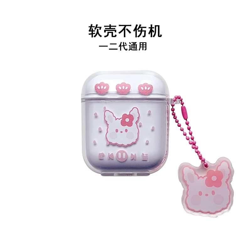 Cartoon Animal Clear AirPods Case Cover with Charm