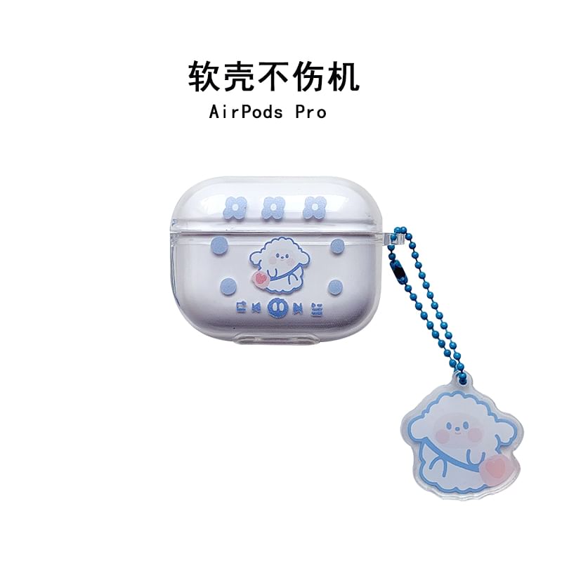 Cartoon Animal Clear AirPods Case Cover with Charm
