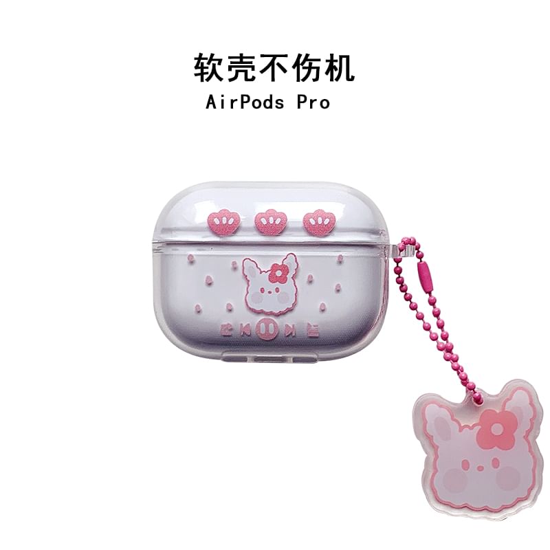 Cartoon Animal Clear AirPods Case Cover with Charm