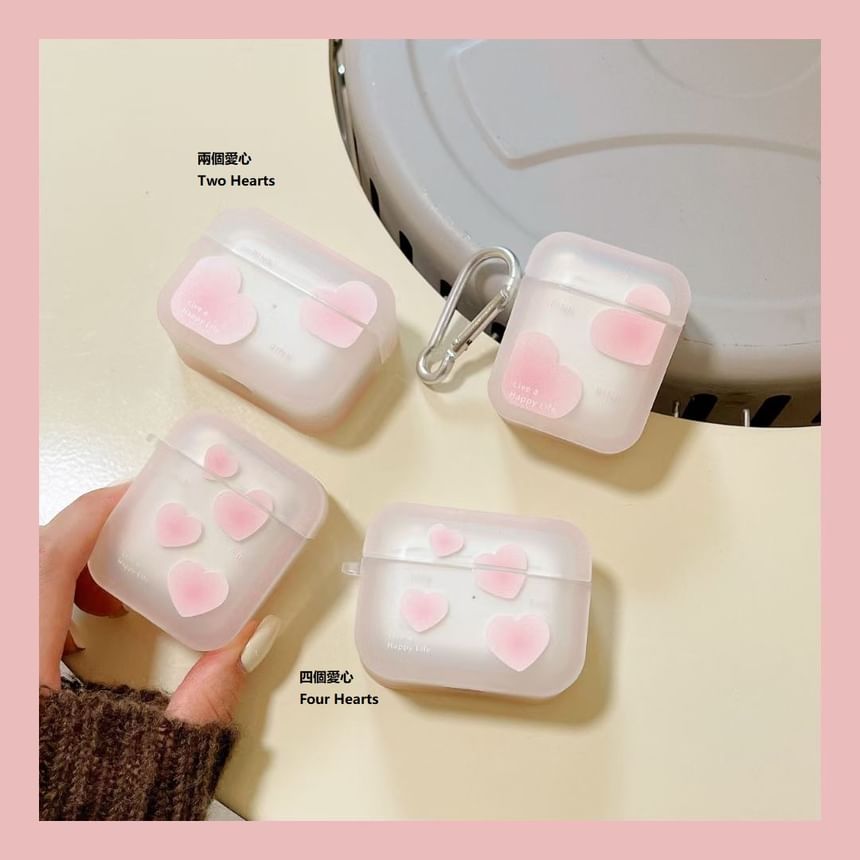 Heart Print Transparent AirPods Case
