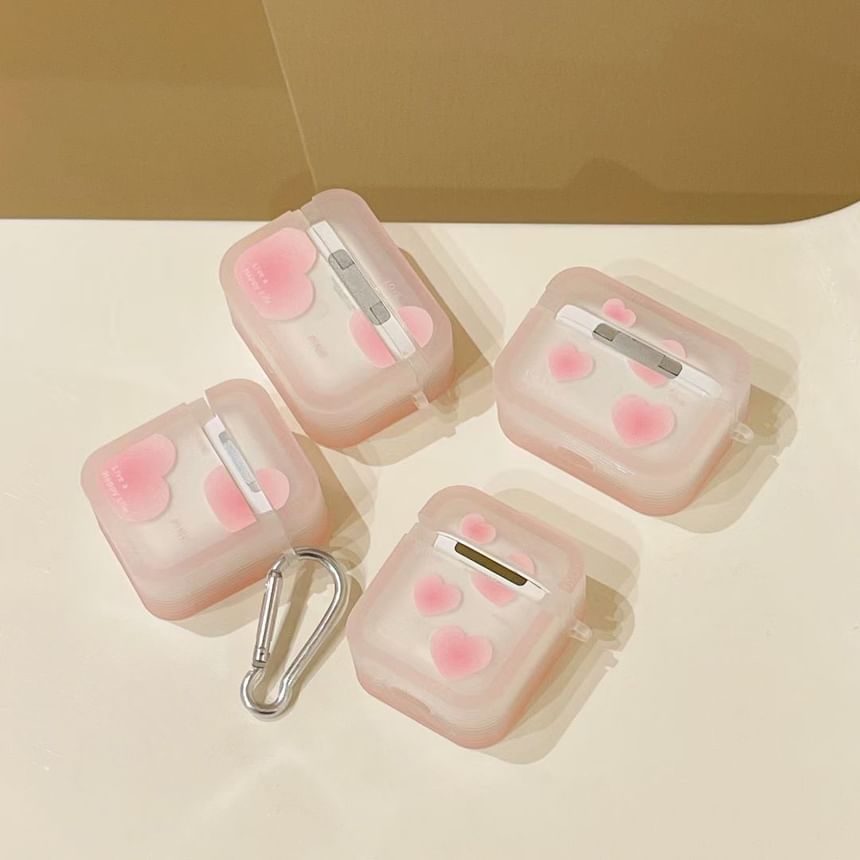 Heart Print Transparent AirPods Case