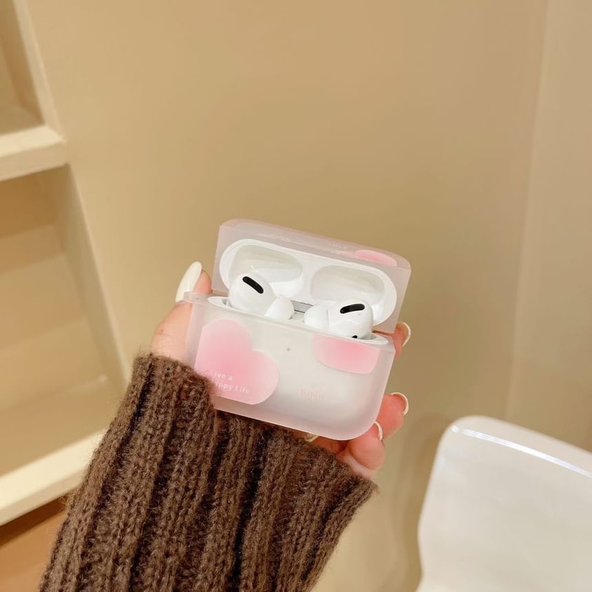 Heart Print Transparent AirPods Case
