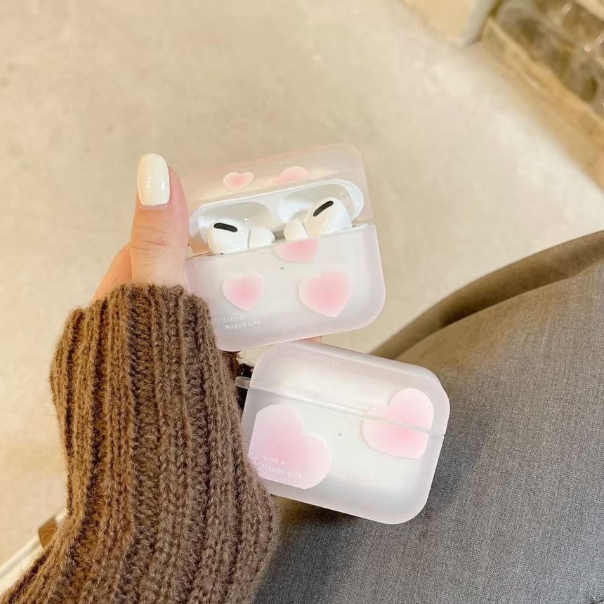 Heart Print Transparent AirPods Case