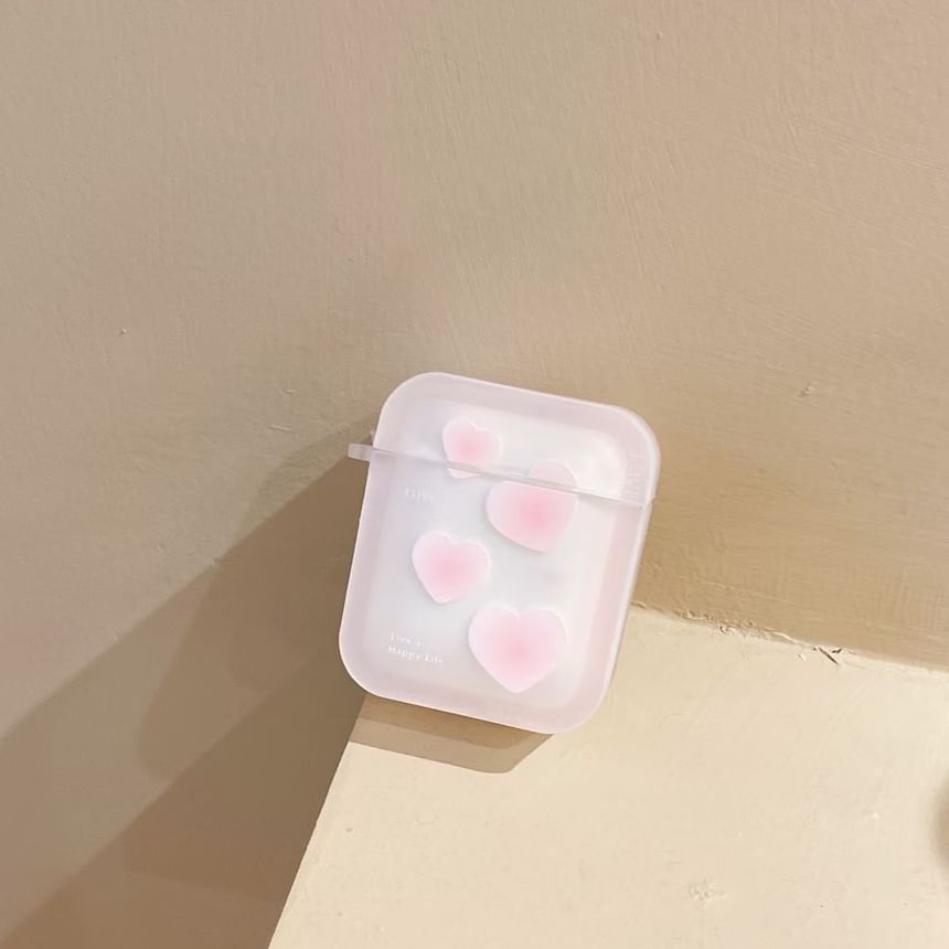 Heart Print Transparent AirPods Case