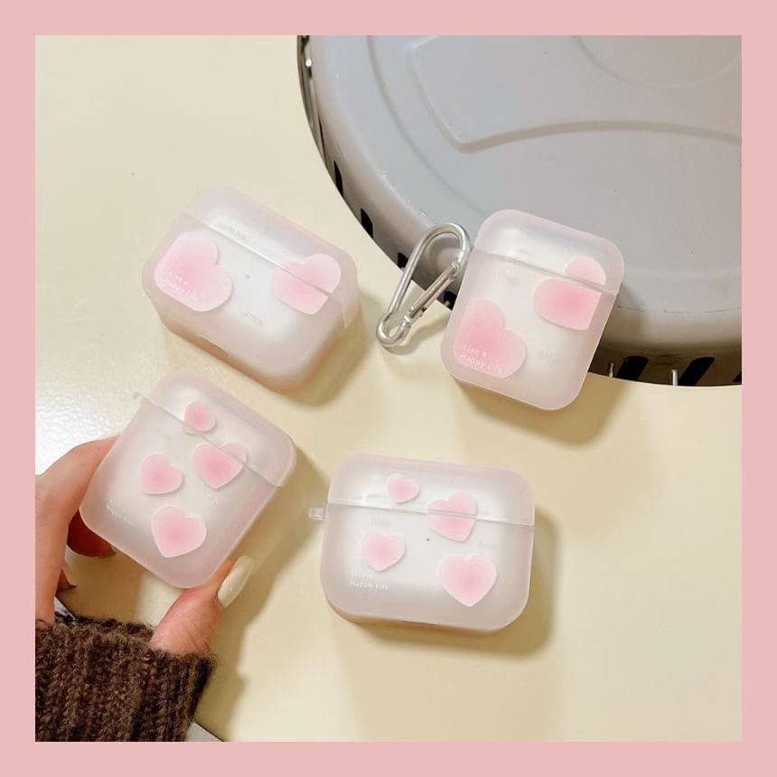 Heart Print Transparent AirPods Case