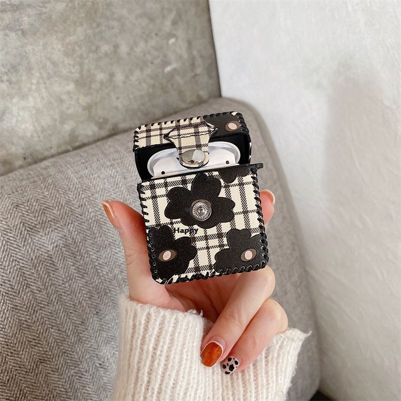 Black Flower Airpods Earphone Case Cover