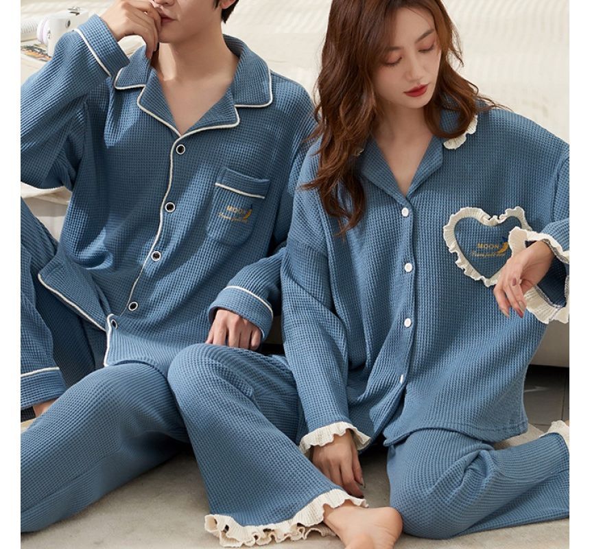 Couple Matching Loungewear Set : Long-Sleeve Print Shirt & Pants