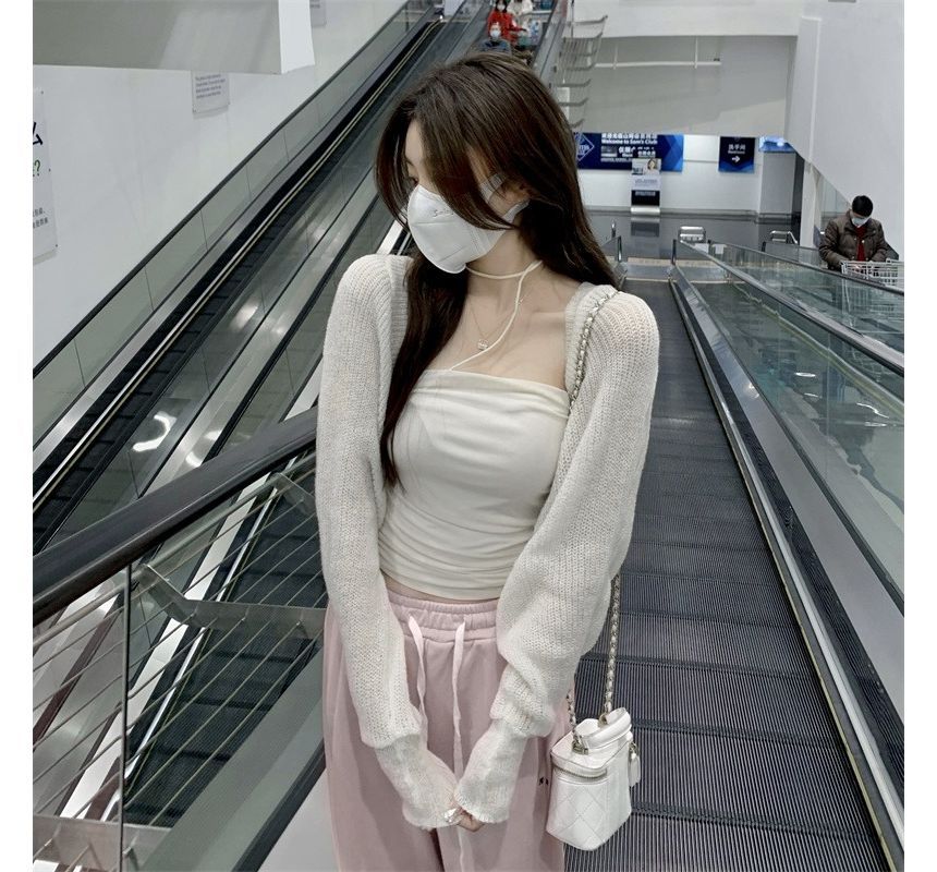 Puff-Sleeve Plain Bolero
