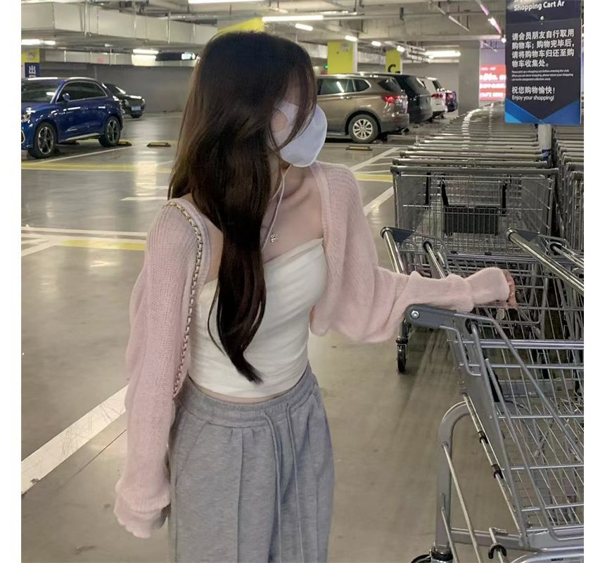Puff-Sleeve Plain Bolero