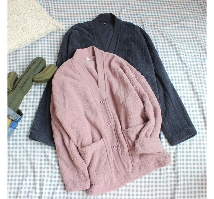 Couple Matching Long-Sleeve Fleece Pajama Top (Various Designs)