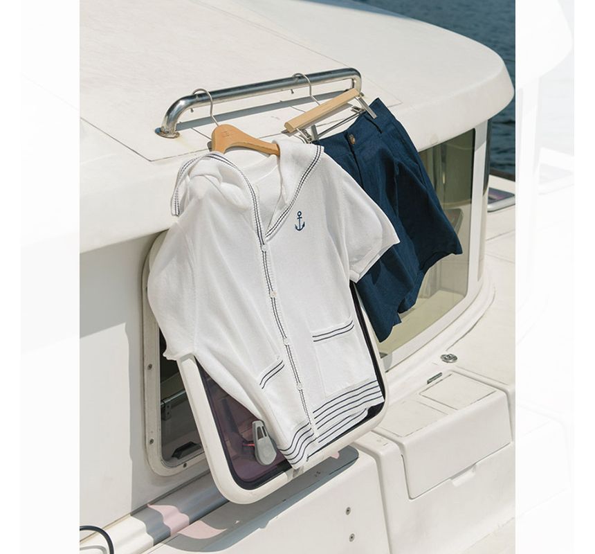 Striped Sailor Collar Short-Sleeve Knit Top