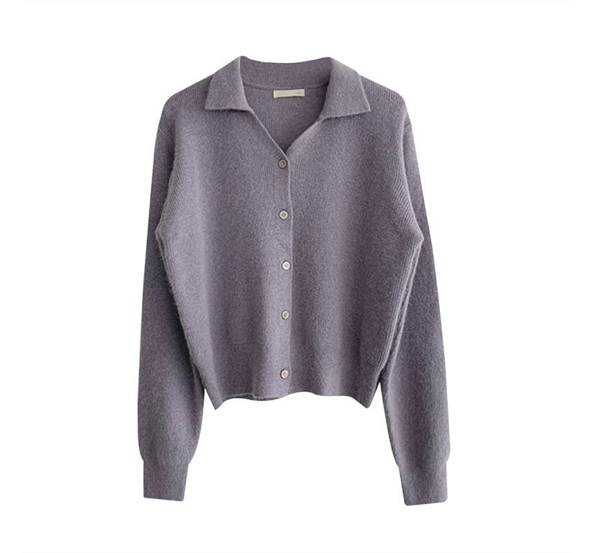 Solid Collared Knit Jacket