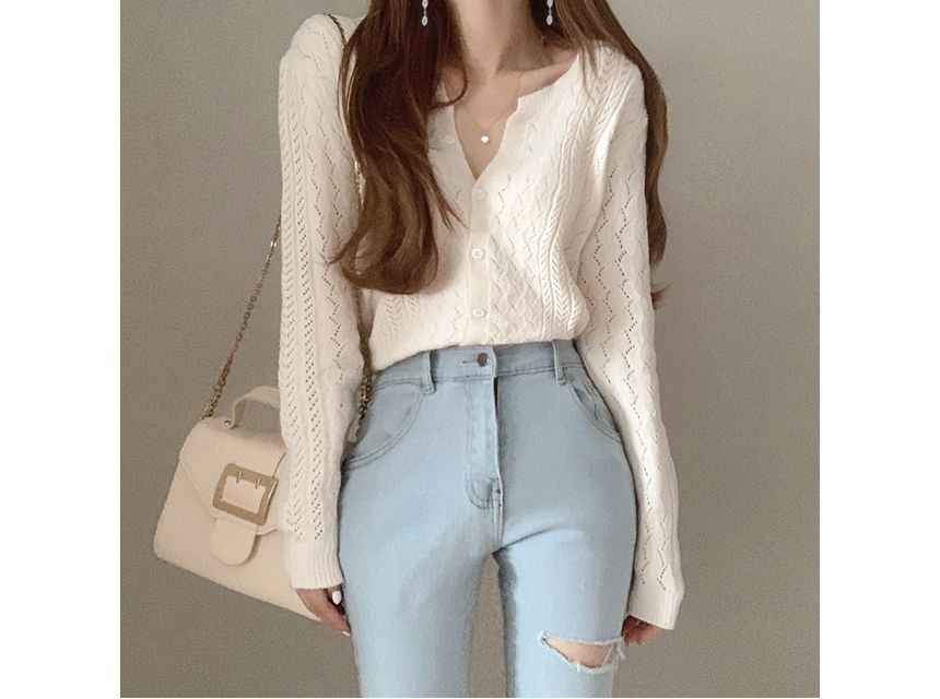 Solid Lace Knit Cardigan