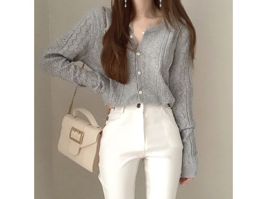 Solid Lace Knit Cardigan