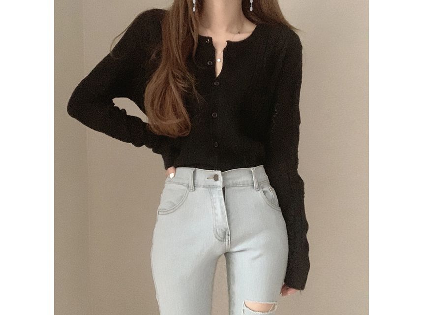 Solid Lace Knit Cardigan
