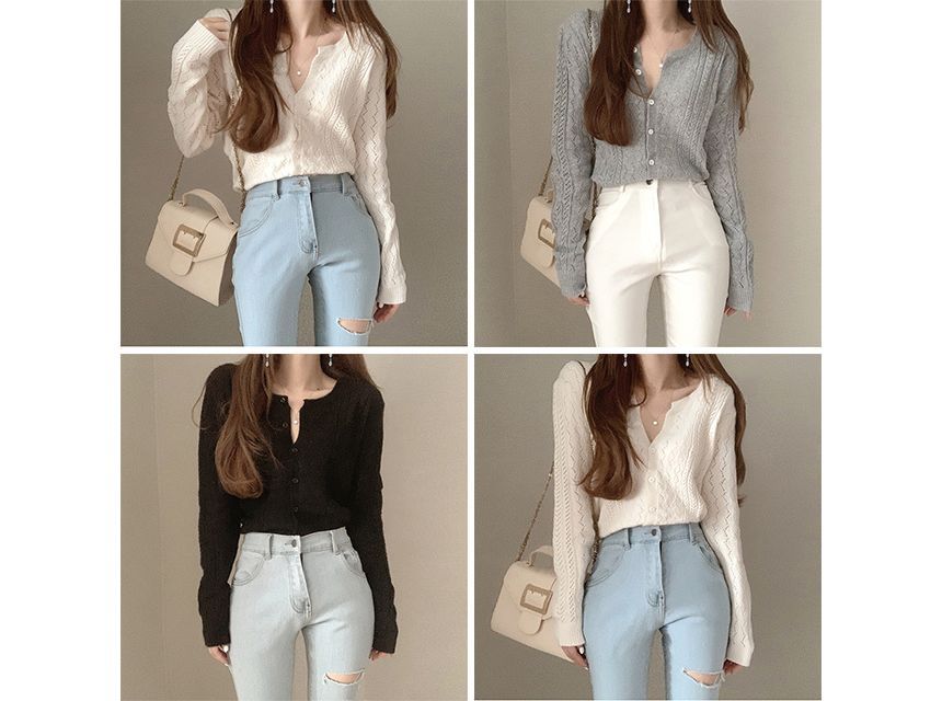 Solid Lace Knit Cardigan