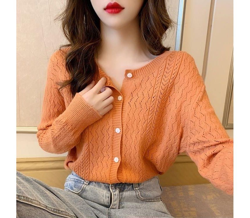 Solid Lace Knit Cardigan