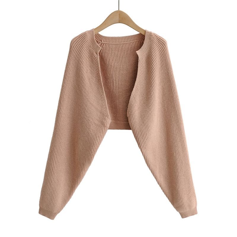 Solid Ribbed Open Front Sweater