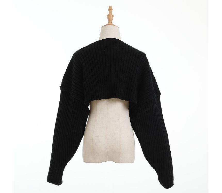 Solid Long-Sleeve Crop Knit Top