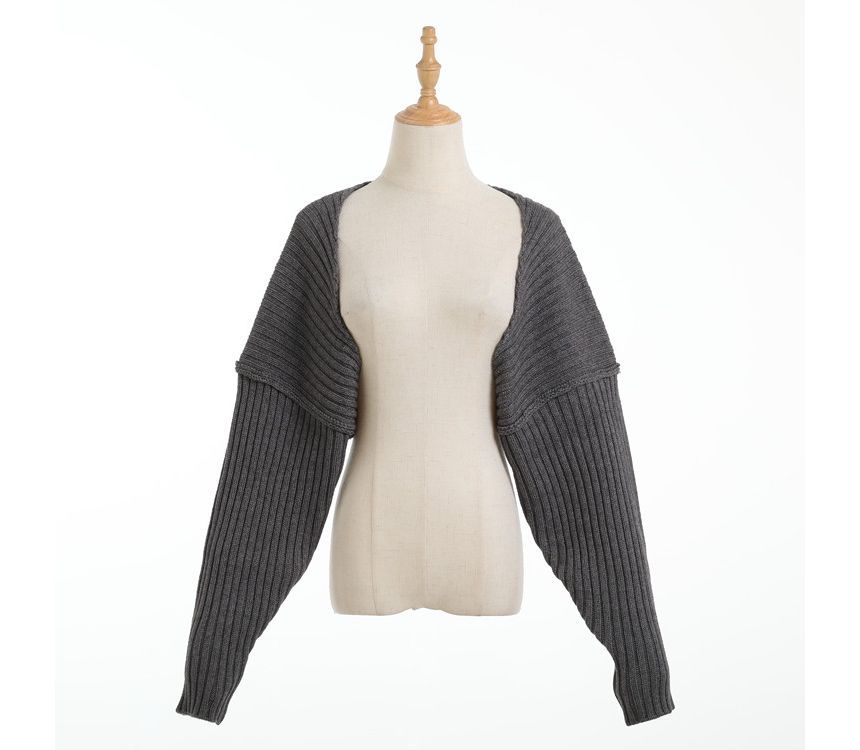 Solid Long-Sleeve Crop Knit Top
