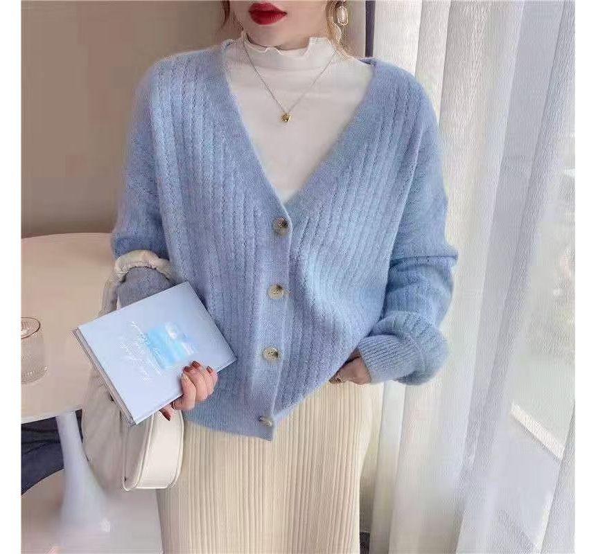 V-Neck Pointelle Knit Top